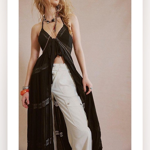 Free People Lorelai Maxi Top White/Ivory Bohemian Halter Top Medium NWT - Picture 13 of 14